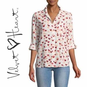 Velvet Heart Los Angeles Elisa Heart Print Button-Up Blouse – NWOT – Size XL